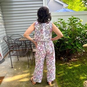 Upcycled Peace Sign 2 Piece Lounge Pants & Top
